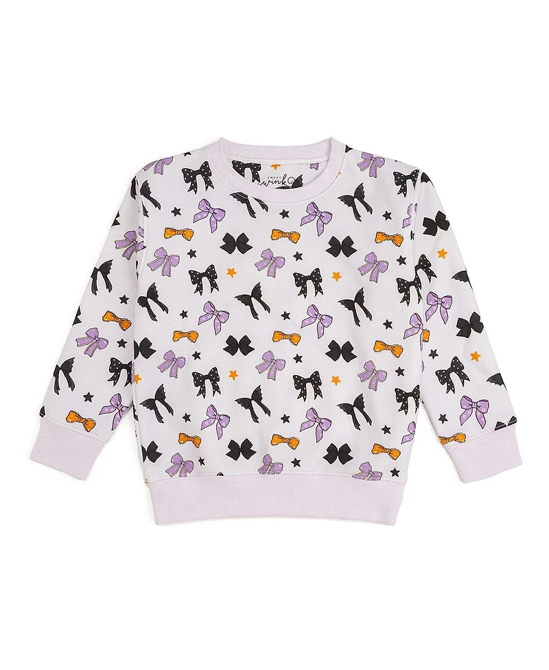 Sweet Wink Little and Big Girls Spooky Bows Halloween Sweatshirt
