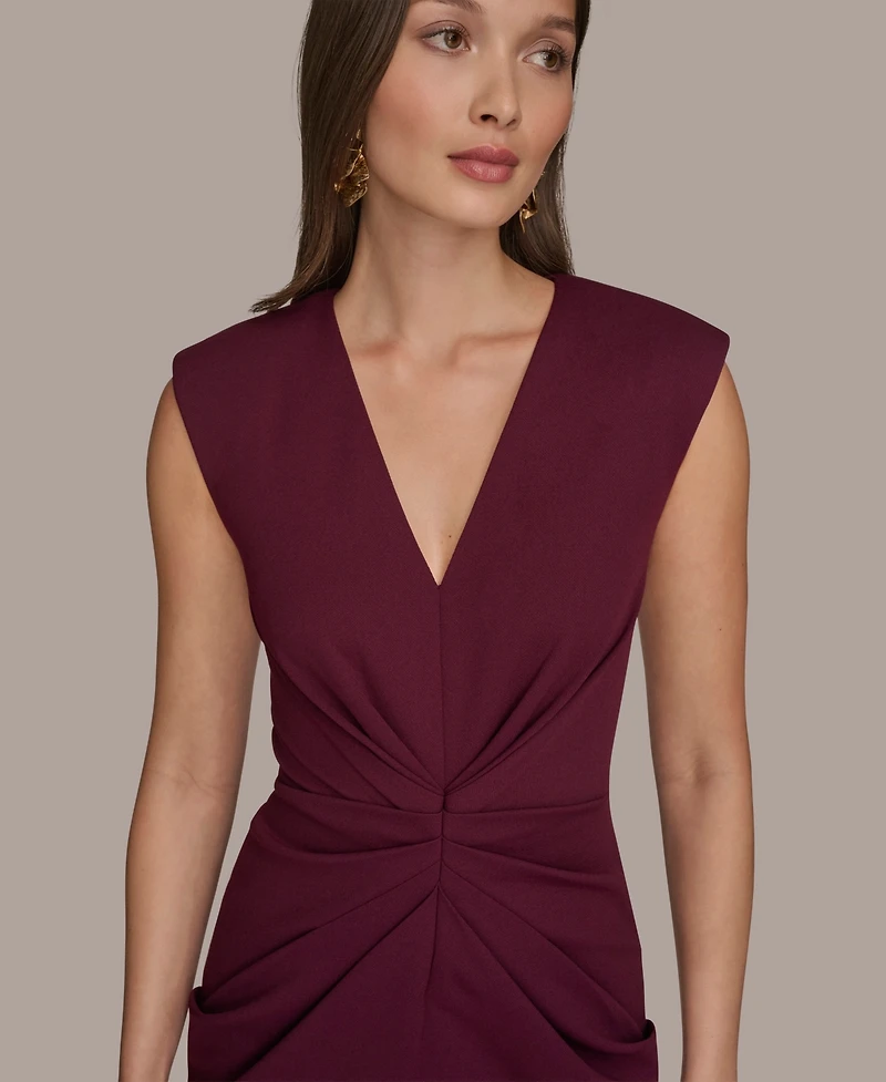 Donna Karan New York Women's V-Neck Ruched Dress
