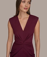 Donna Karan New York Women's V-Neck Ruched Dress