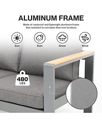 Aoodor Patio Furniture Loveseat - All-Aluminum Sofa Couch with Upgraded Frame, Wider Design, and Thick Cushions for Outdoor Comfort.