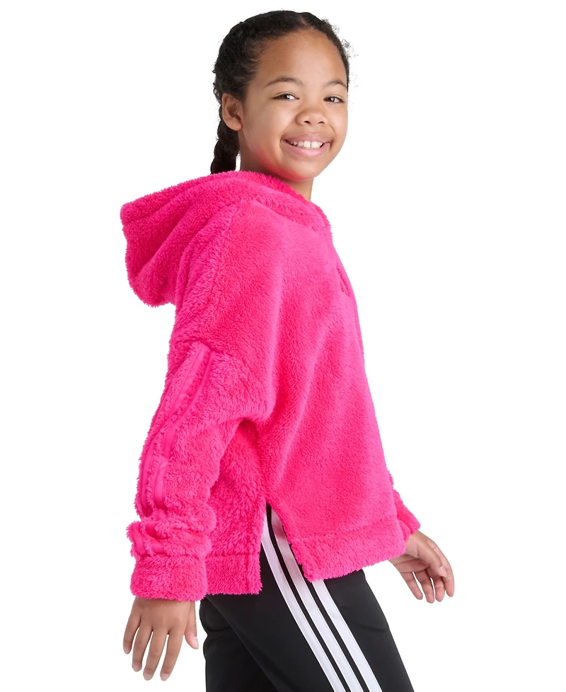 Adidas Big Girls S-xl Long Sleeve 3-Stripes Fleece Pullover Hoodie