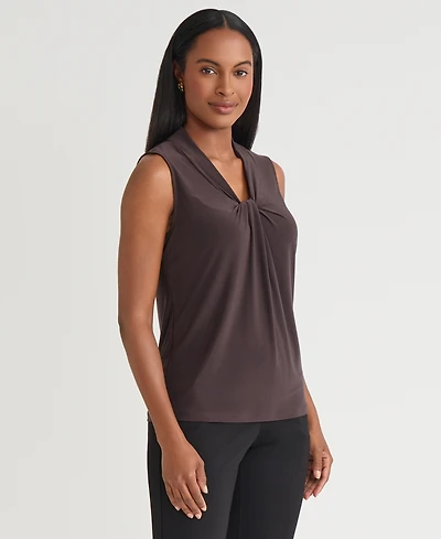 Kasper Women's and Petite Sleeveless Knot Front Jersey Top