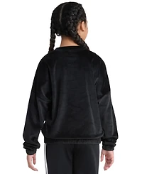 Adidas Big Girl S-xl Long Sleeve Velour Crewneck Pullover Sweatshirt