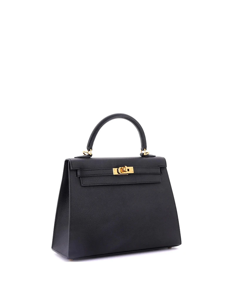 Pre-Owned Hermes Kelly 25 Handbag Black Epsom with Gold Hardware