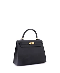 Pre-Owned Hermes Kelly 25 Handbag Black Epsom with Gold Hardware
