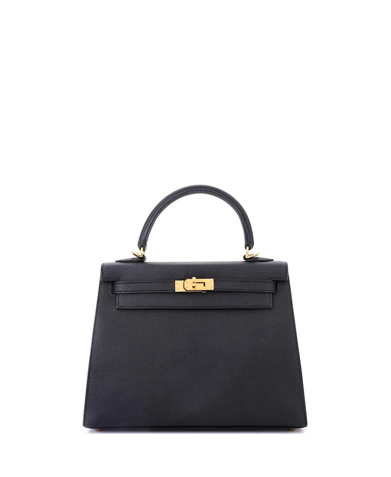 Pre-Owned Hermes Kelly 25 Handbag Black Epsom with Gold Hardware