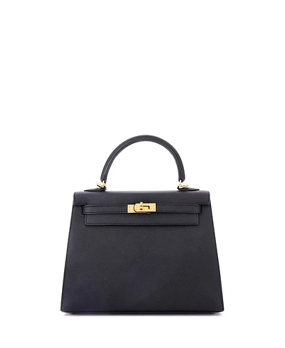 Pre-Owned Hermes Kelly 25 Handbag Black Epsom with Gold Hardware