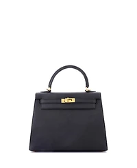 Pre-Owned Hermes Kelly 25 Handbag Black Epsom with Gold Hardware