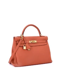 Pre-Owned HERMES Kelly 32 Handbag Orange Togo with Gold Hardware