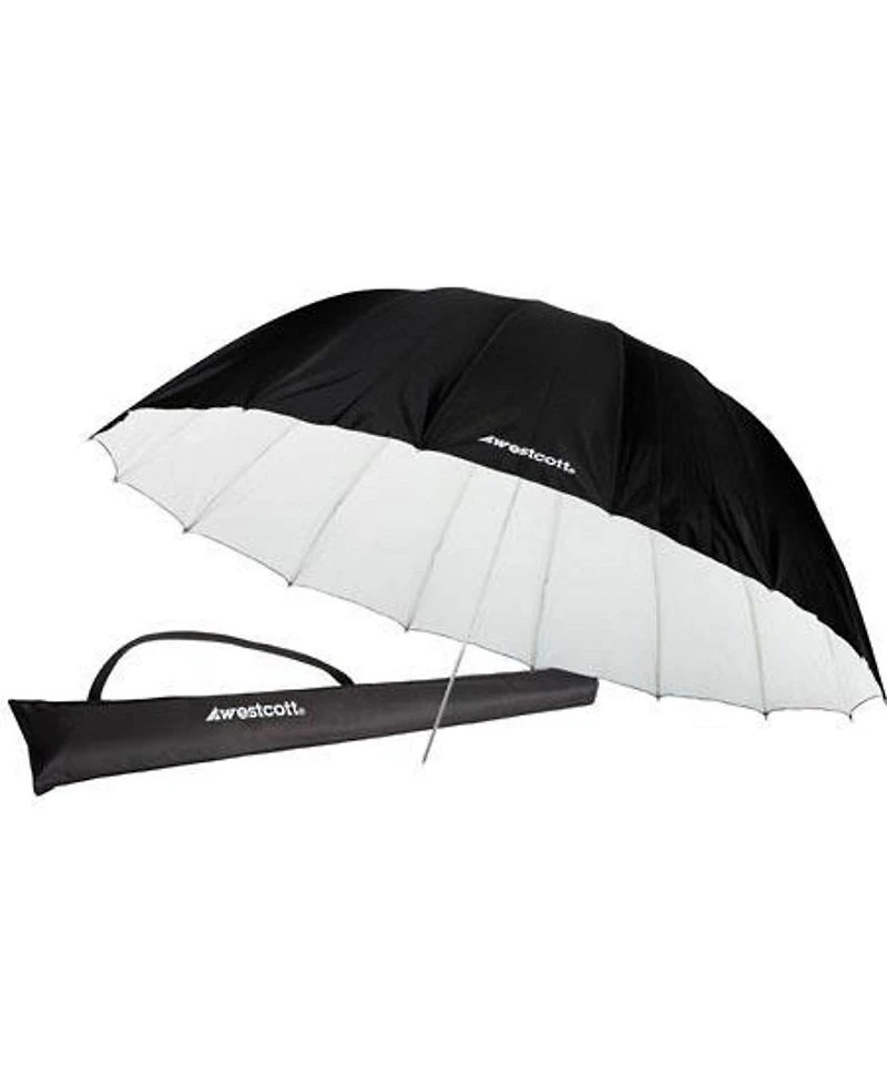 Westcott 7 Feet Parabolic Umbrella, White/Black Bundle with Umbrella Bracket / Adjutsable Flash Mount, 8.5' Black Lightstand