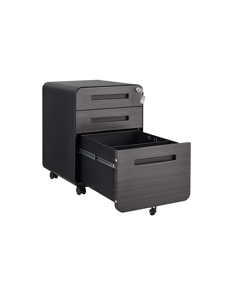 3 Drawer Mobile File Cabinet Under Desk Office Versatile Storage for Legal/Letter/A4 Files, 5 Wheel Design Anti-Tilting