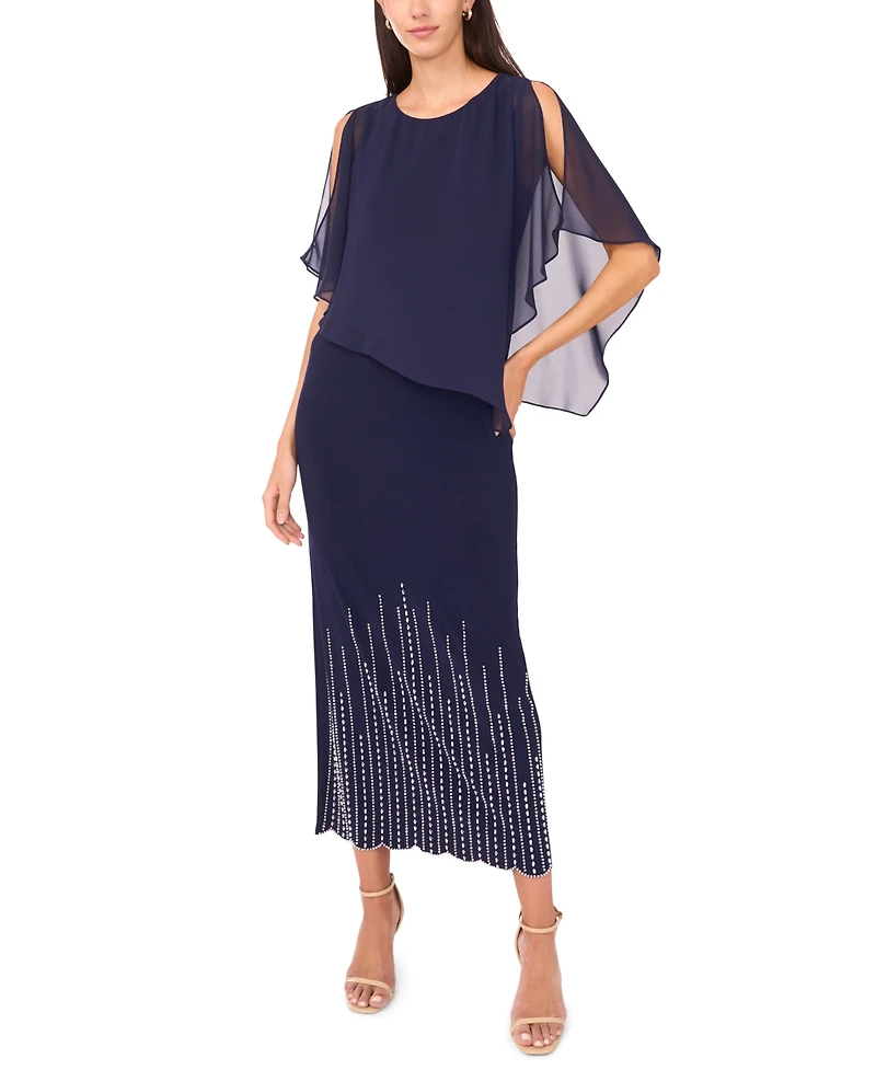 Msk Women's Cold Shoulder Overlay Maxi Dress