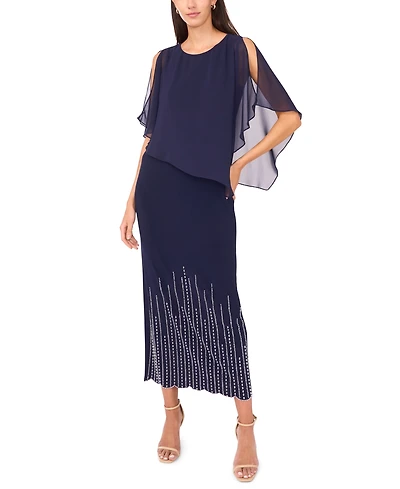 Msk Women's Cold Shoulder Overlay Maxi Dress