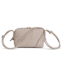 Women's Beige Woven Leather Crossbody Bag
