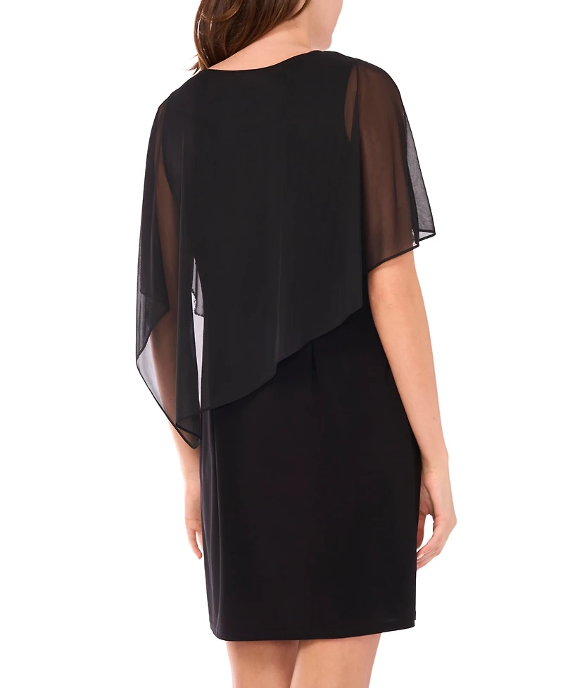Msk Women's Beaded Overlay Crewneck Dress