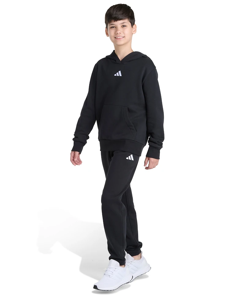 Adidas Big Boys Essential Small Logo 2-Piece Fleece Hoodie and Joggers Set
