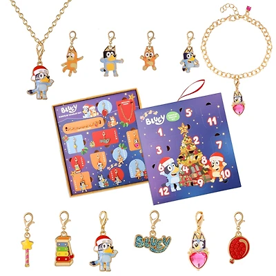Bluey Charm Jewelry Advent Set with Necklace and Bracelet Chains Interchangable Charms