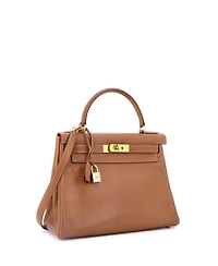 Pre-Owned Hermes Kelly 28 Handbag Brown Courchevel with Gold Hardware