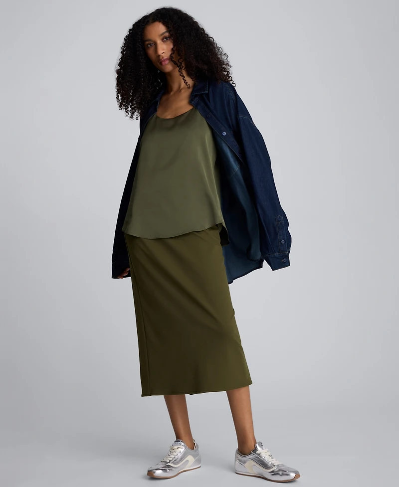 Kenneth Cole Juniors' Pull-On Slit Midi Skirt