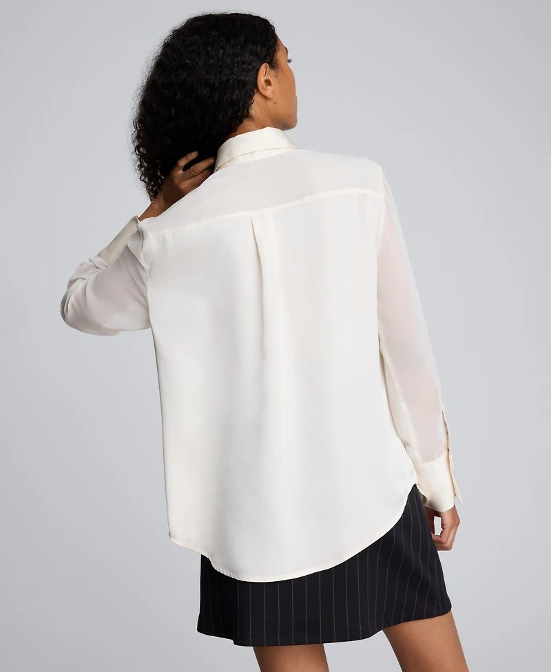 Kenneth Cole Women's' Button-Front Collar Neck Shirt