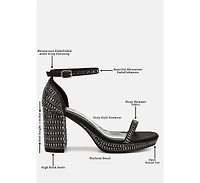 Ronan Rhinestones Embellished Block Sandals Women
