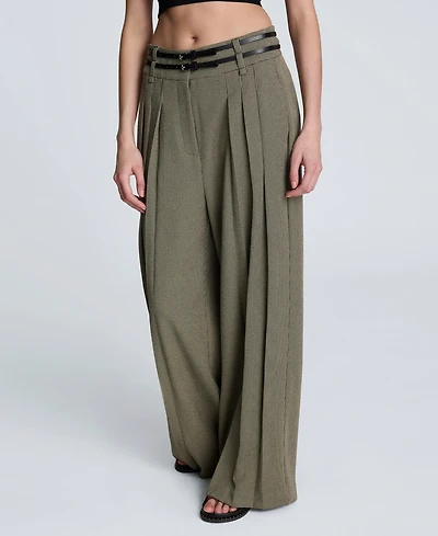 Kenneth Cole Women's Houndstooth High Rise Belted Trousers