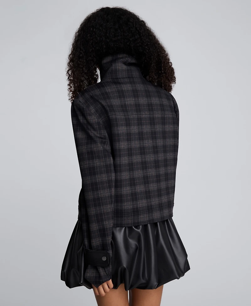 Kenneth Cole Women's Plaid Pattern Cropped Jacket