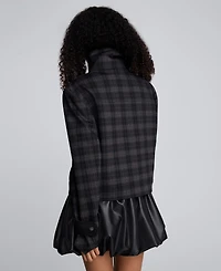 Kenneth Cole Women's Plaid Pattern Cropped Jacket