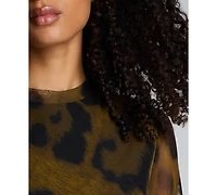 Kenneth Cole Women's Long Sleeve Modern Printed Midi Dress