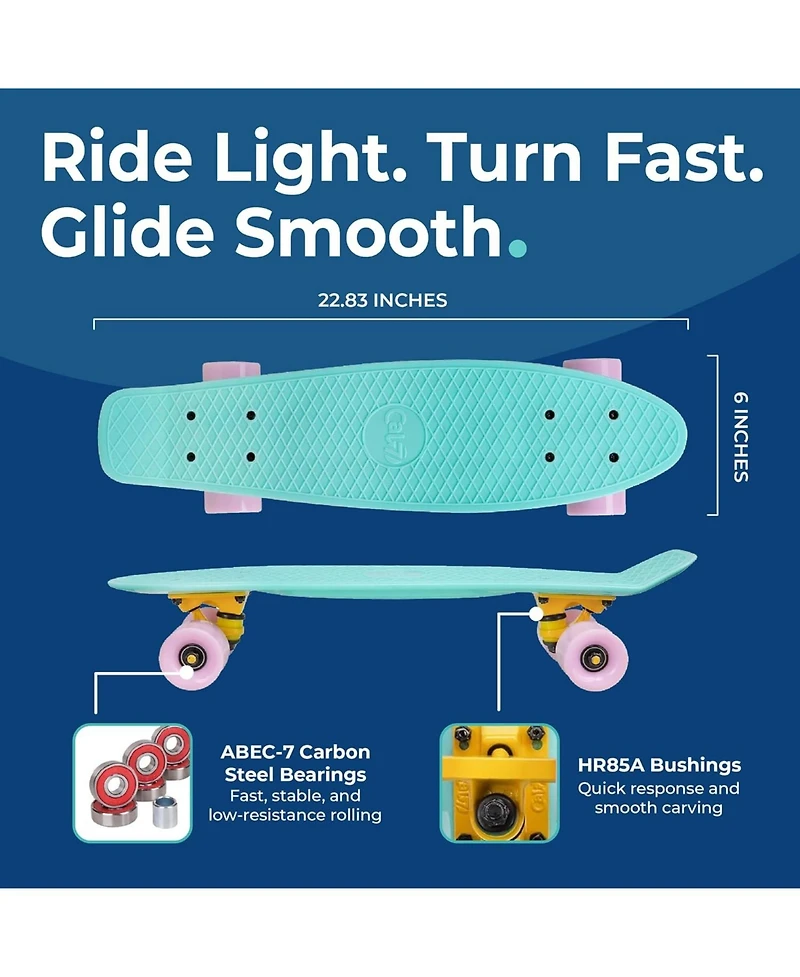 Cal 7 22 Inch Mini Cruiser Skateboard - Oceanic with Swirl Wheels