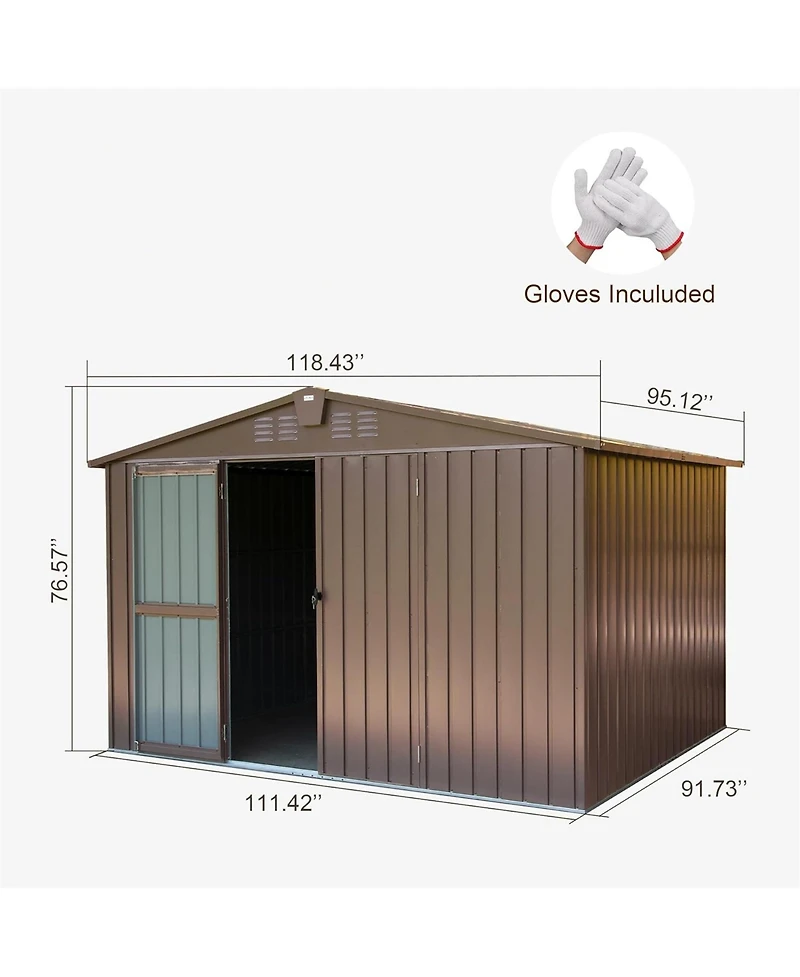 Clihome 8-ft x 10-ft Galvanized steel Storage Shed