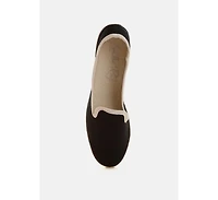 Moshka Round Toe Canvas Slip-On Loafers Women