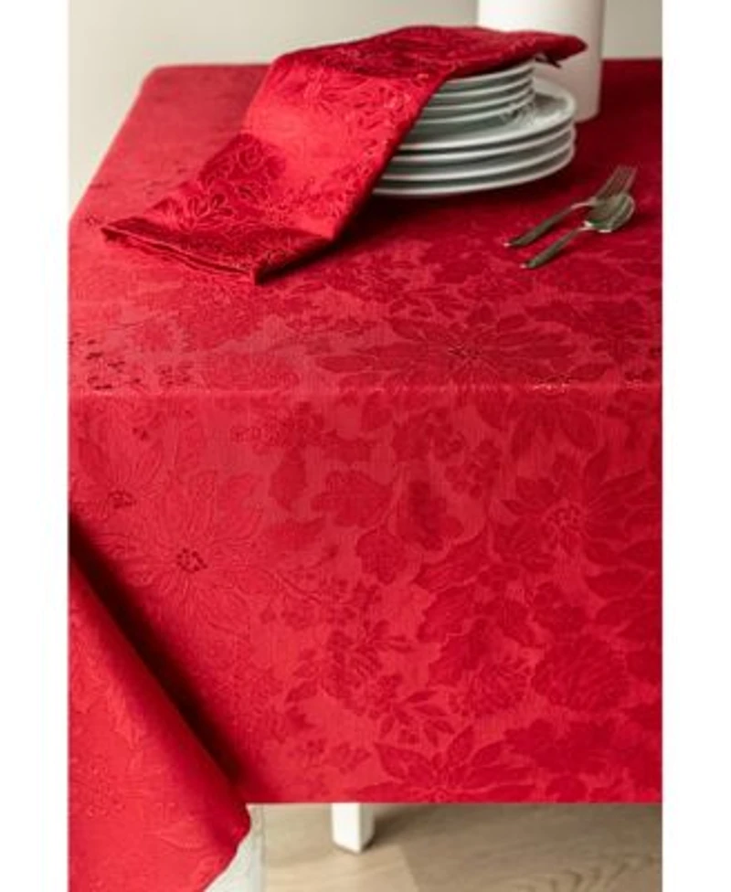 Benson Mills Poinsettia Foliage Raised Jacquard Table Linen Collection