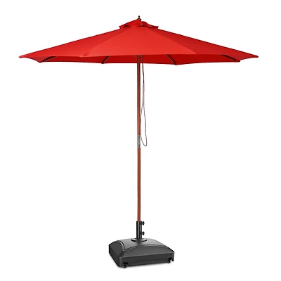 Yescom 9ft Solid Wood Outdoor Patio Umbrella with Base Included Parasol Wheels Stand for Bistro Market Garden Deck Yard Poolside.