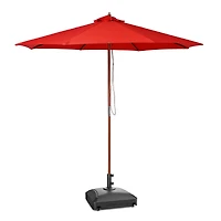 Yescom 9ft Solid Wood Outdoor Patio Umbrella with Base Included Parasol Wheels Stand for Bistro Market Garden Deck Yard Poolside.