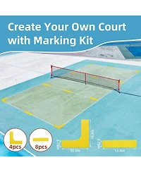 Bearwill Regulation 22FT Pickleball Net Set, Portable Outdoor Net System with Metal Frame & Court Lines - Includes 4 Balls, Holder, Carry Bag