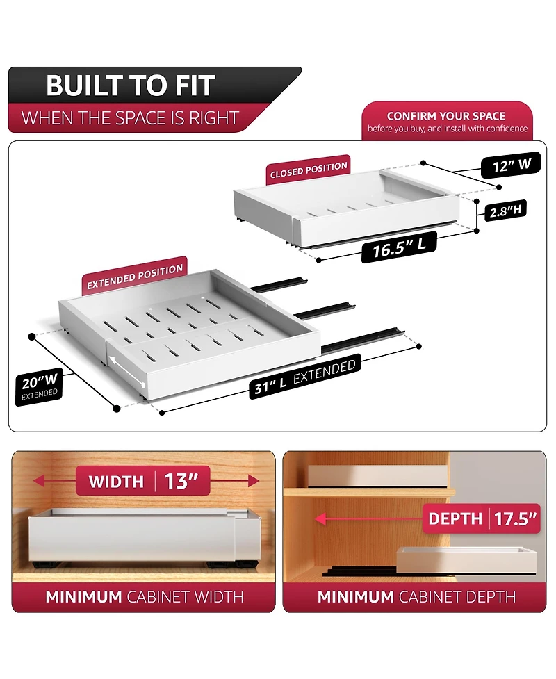 Sorbus 2 Pack Pull-Out Sliding Storage Rack for Kitchen & Bathroom