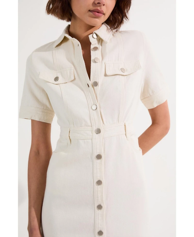 Karen Millen Women's Denim Midi Shirt Dress