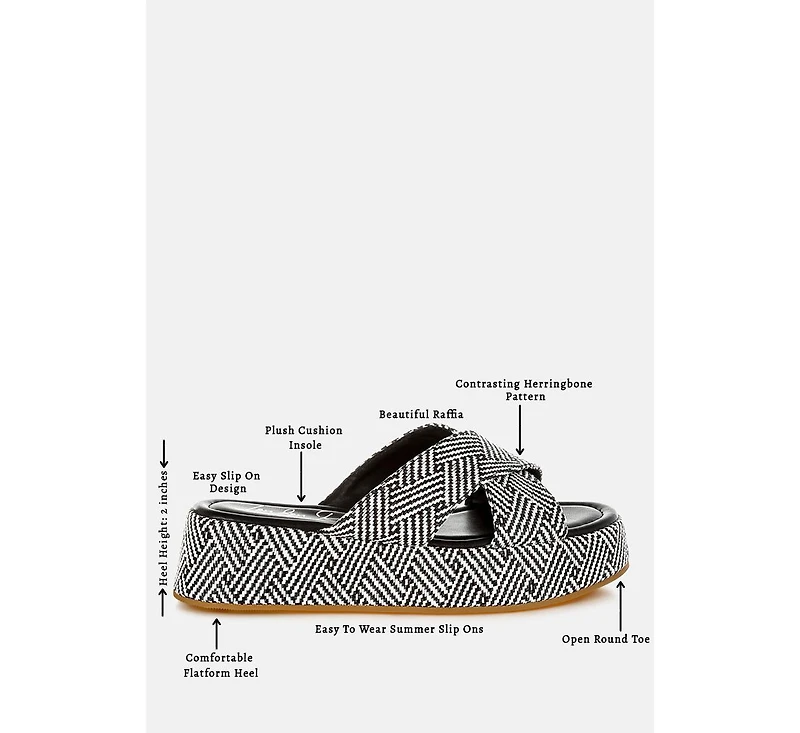 Modura Raffia Flatform Slip Ons Women
