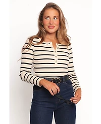 Petal and Pup Women's Deni Henley Bodysuit - Stripe