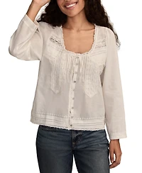 Lucky Brand Women's Long Sleeve Lace Swing Top
