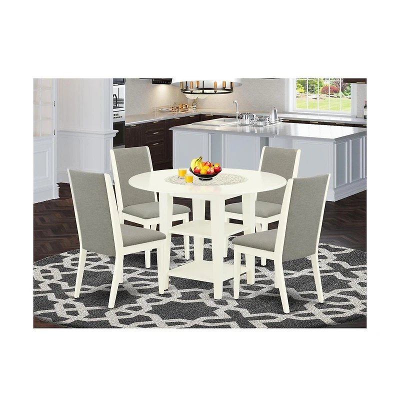East West Furniture Dining Room Set Linen White