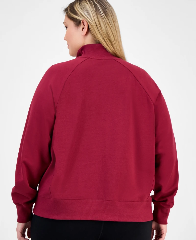 Id Ideology Plus Size Quarter-Zip Raglan-Sleeve Top, Macy's Exclusive