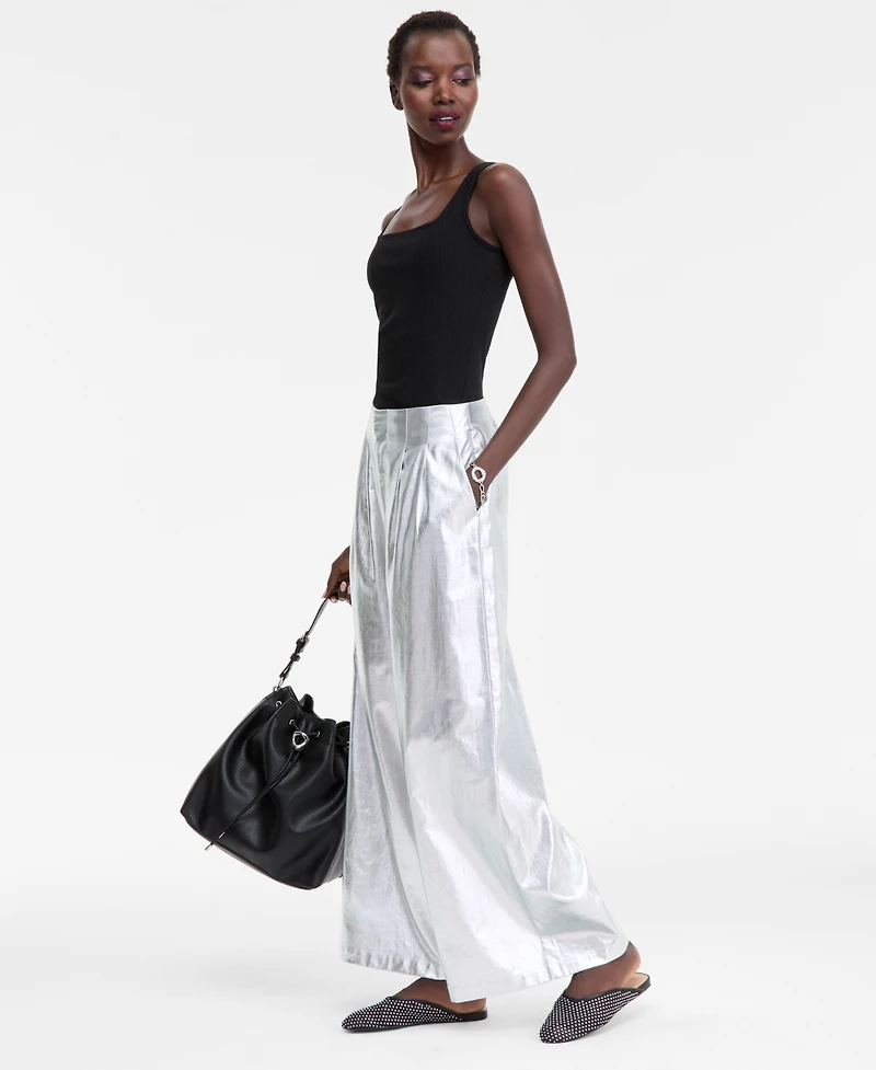I.n.c. International Concepts Women's Metallic Wide-Leg Pants, Macy's Exclusive