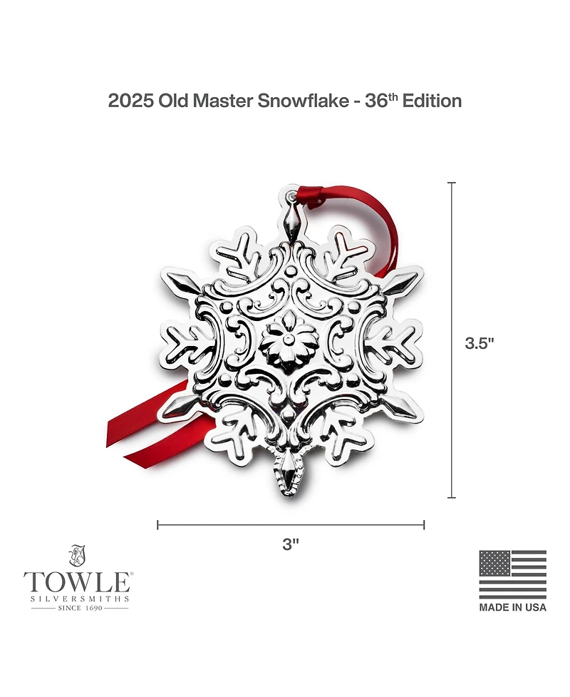 Towle 2025 Sterling Silver Old Master Snowflake Ornament, 36th Edition
