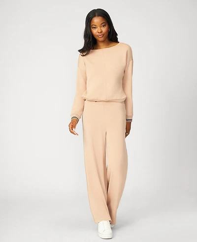 Cable & Gauge Boat Neck Top & Wide Leg Pant Lounge Set