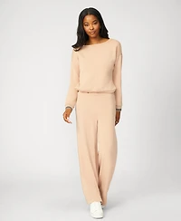 Cable & Gauge Boat Neck Top Wide Leg Pant Lounge Set