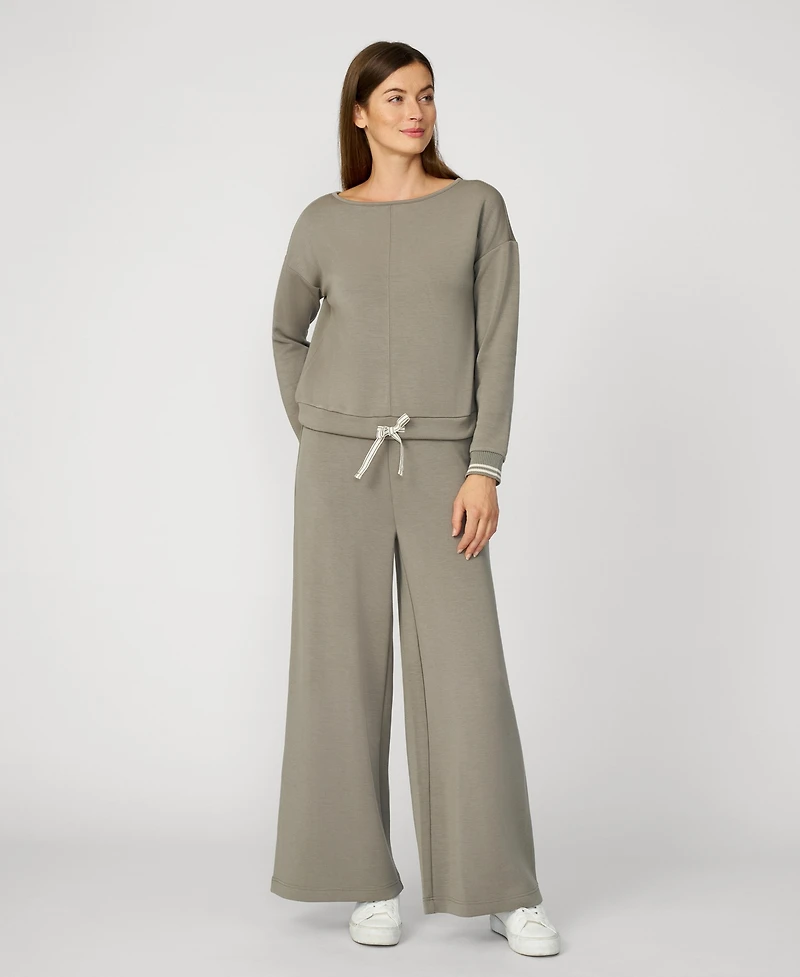 Cable & Gauge Boat Neck Top Wide Leg Pant Lounge Set