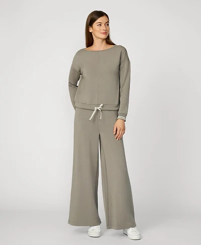 Cable & Gauge Boat Neck Top Wide Leg Pant Lounge Set