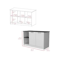 We Have Furniture Kitchen Island Padua, Kitchen, White / Onyx